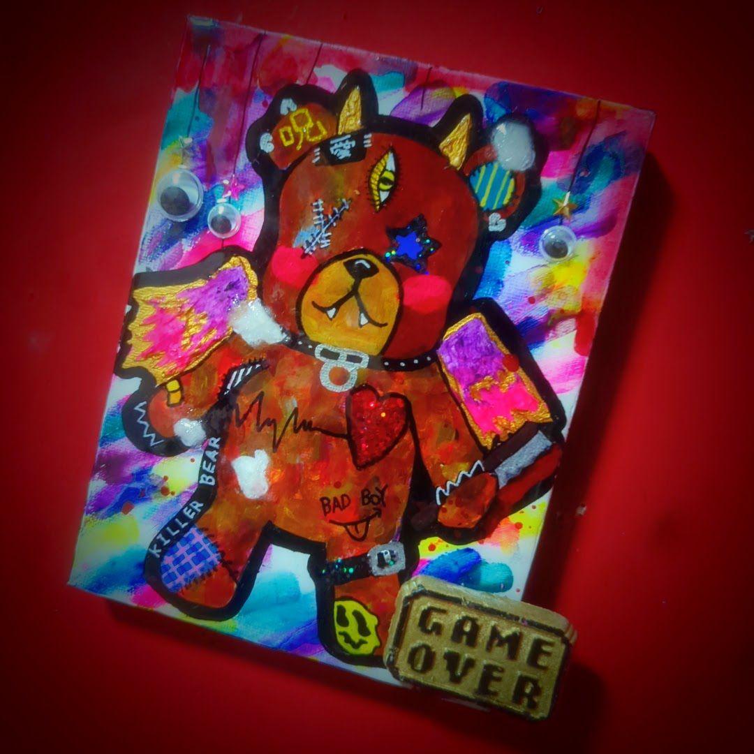 【一点物イラストアート】Killer Bear2【F0号】現代アート