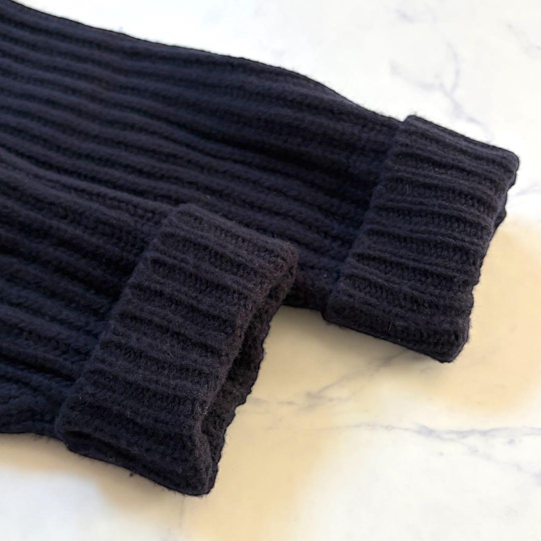 CIVIDINI イタリア製 ニット異素材コート ダブルジップ 紺 Lサイズ