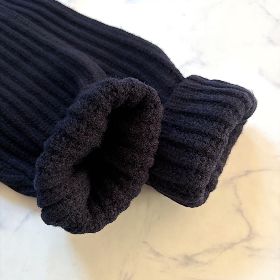 CIVIDINI イタリア製 ニット異素材コート ダブルジップ 紺 Lサイズ