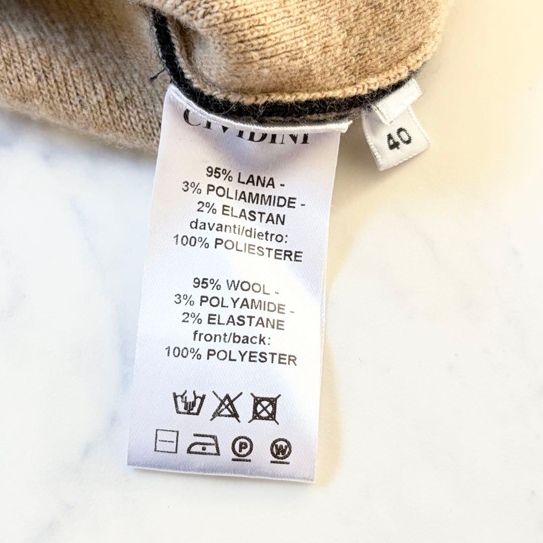 CIVIDINI イタリア製 ニット異素材コート ダブルジップ 紺 Lサイズ