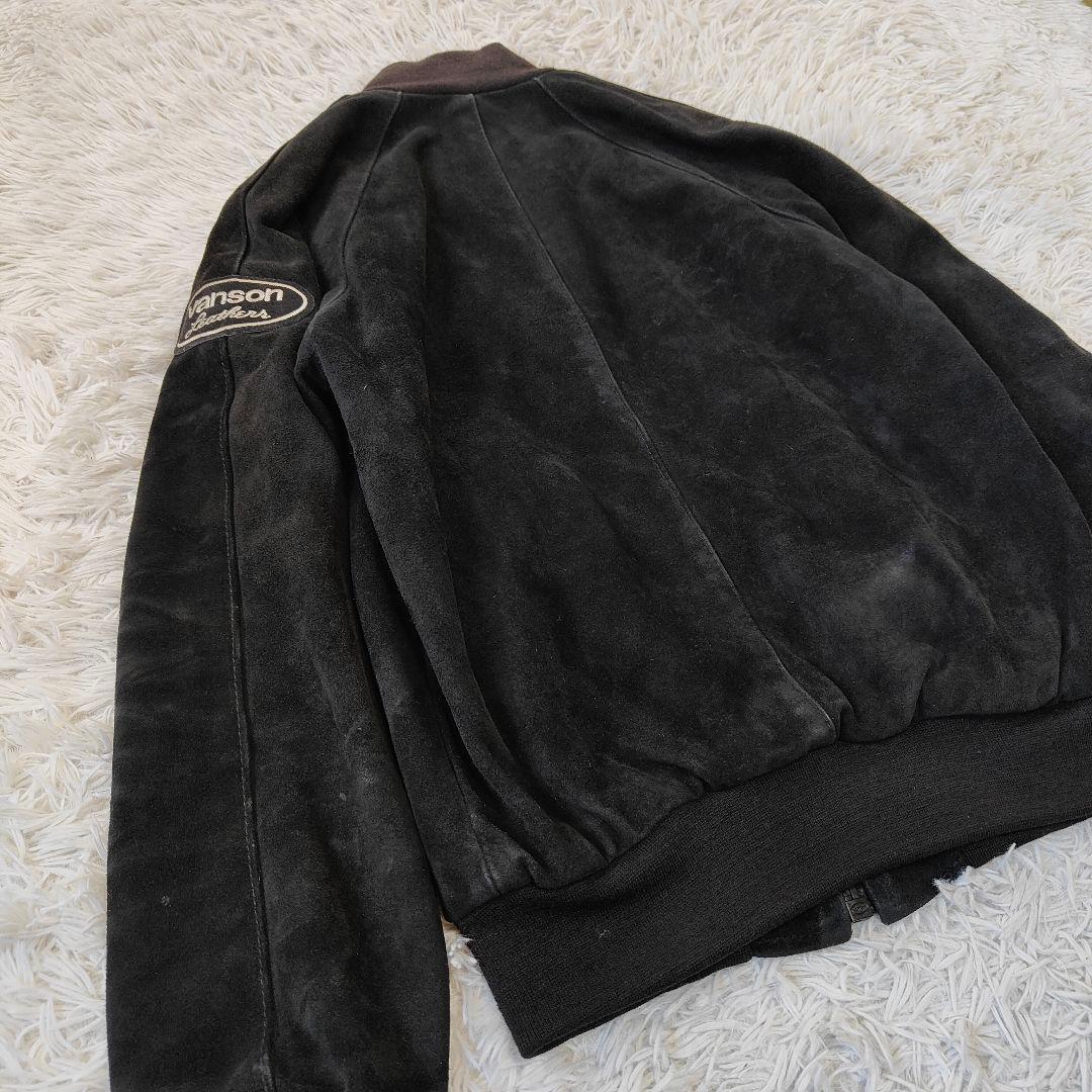 VANSON 9TJV クロスボーン　バックドロップ別注　スエードレザー　黒