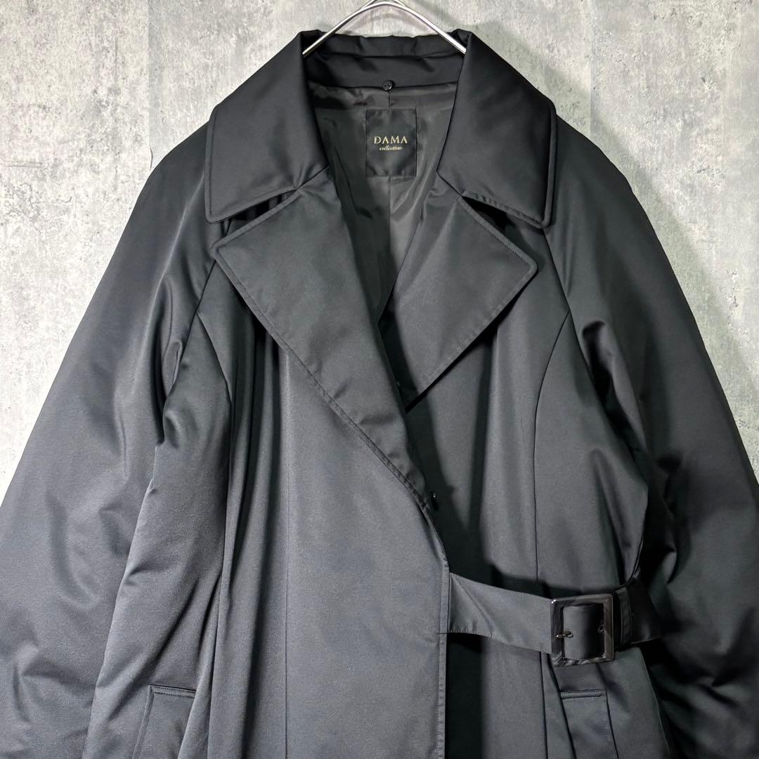 高級 美品 DAMA collection ダウン ロングコート 黒 ベルト付き