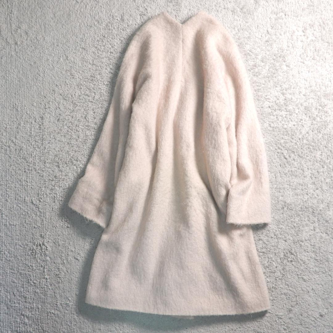 アダムエロぺ モヘヤ 起毛 シャギー 両Vネック ロング コート