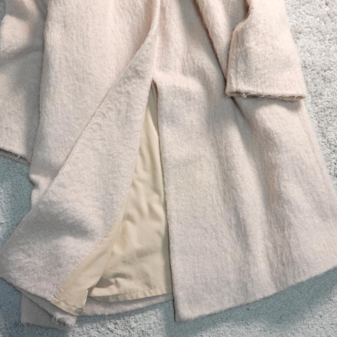 アダムエロぺ モヘヤ 起毛 シャギー 両Vネック ロング コート