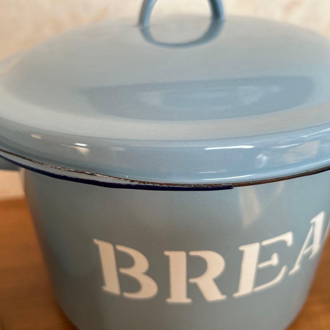 ホーローキャニスター セットBREAD FLOUR COOKIEアンティーク水色