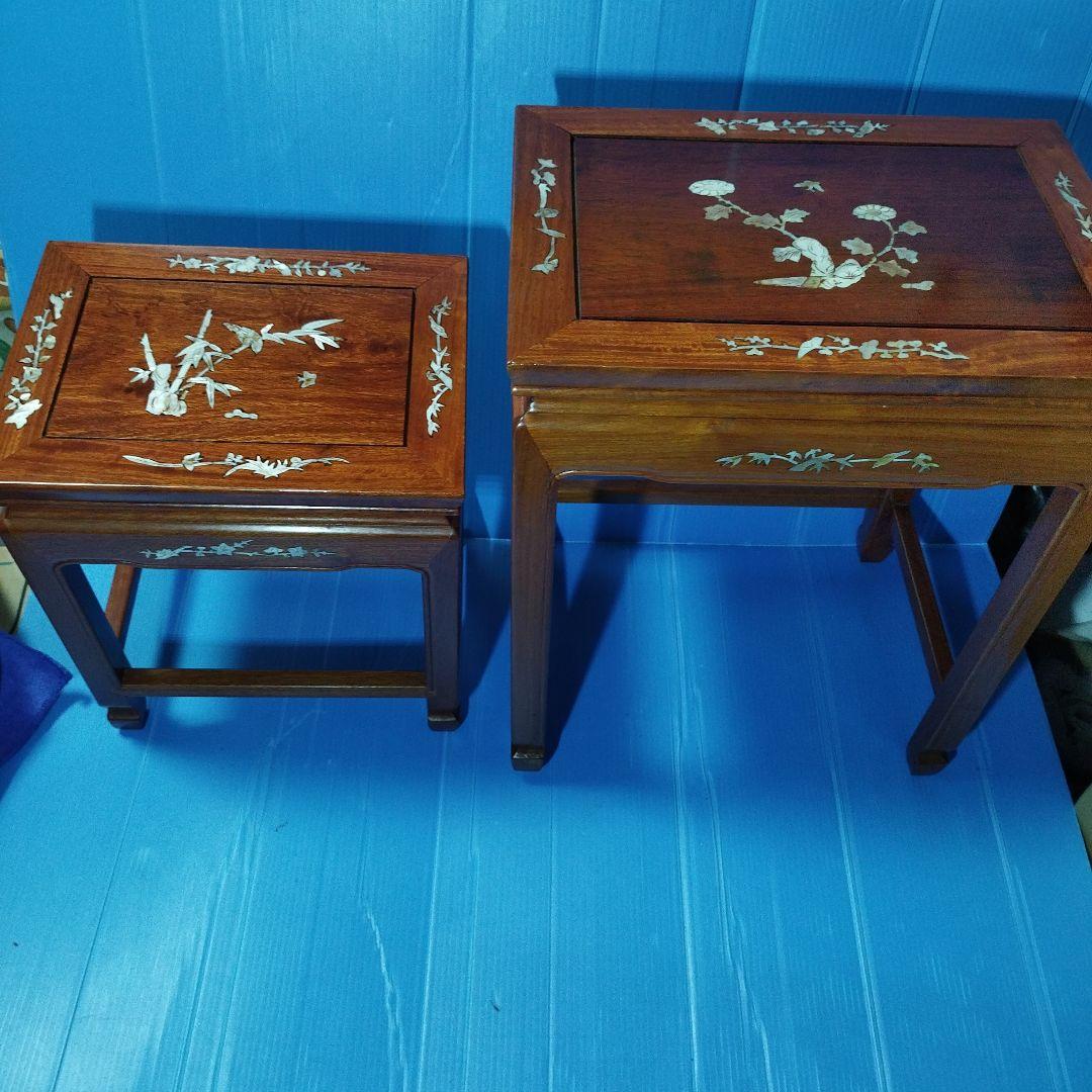 花台(2点セット)花梨 唐木 螺細