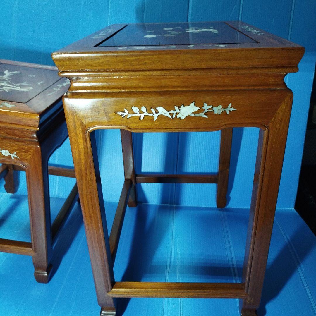 花台(2点セット)花梨 唐木 螺細