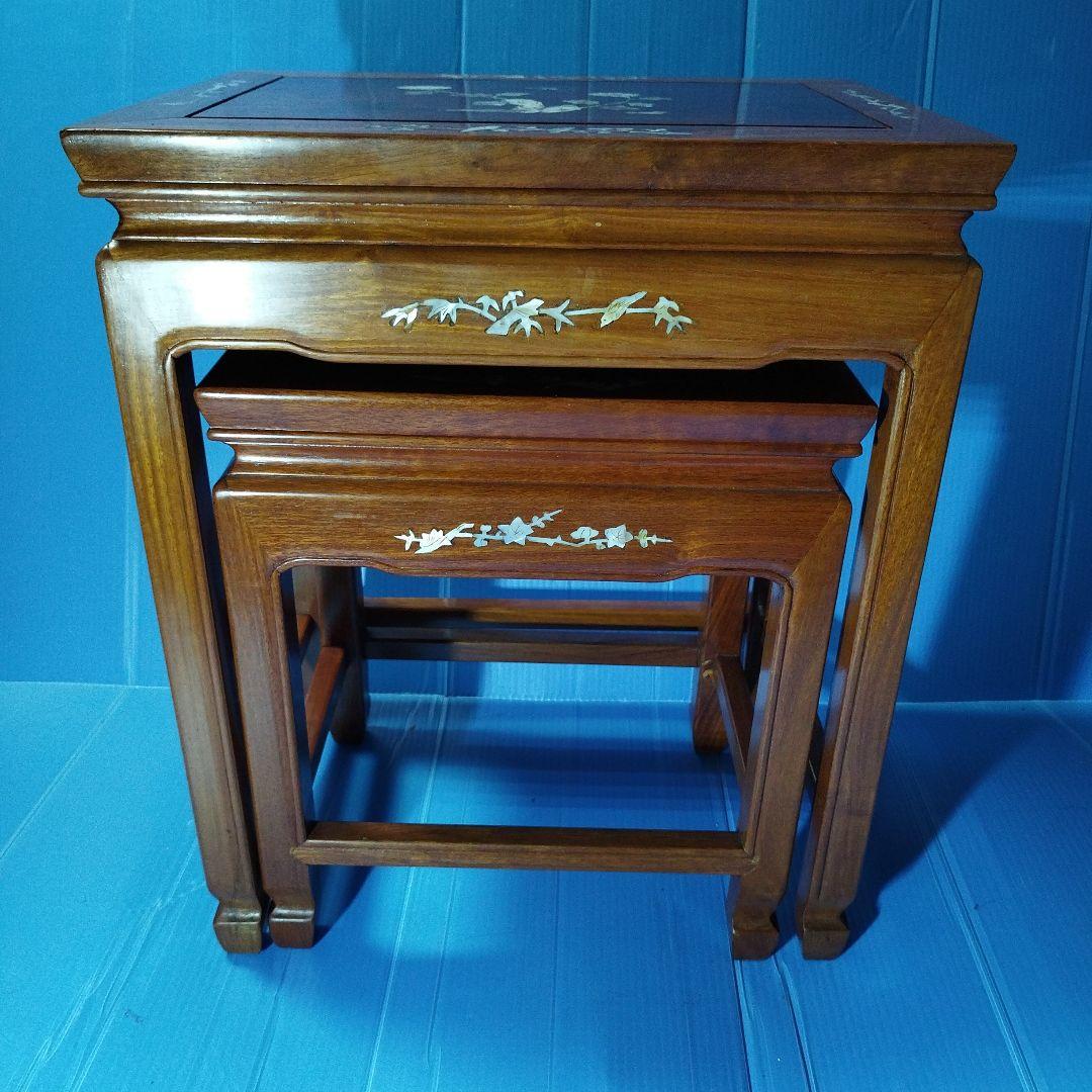 花台(2点セット)花梨 唐木 螺細