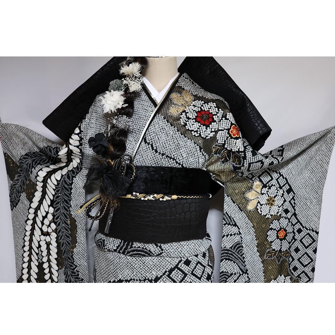 色無地 暗めの赤！成人式振袖7点セット丈161cm帯新品帯揚げフルセットYD73