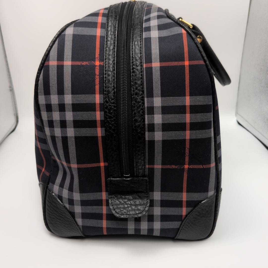 良品✨バーバリー ボストンバッグ ノヴァチェック キャンバス ネイビー