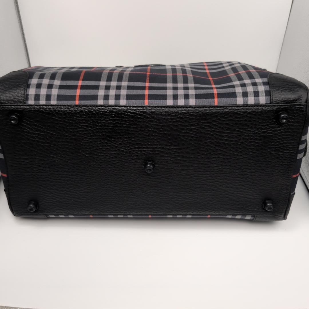 良品✨バーバリー ボストンバッグ ノヴァチェック キャンバス ネイビー