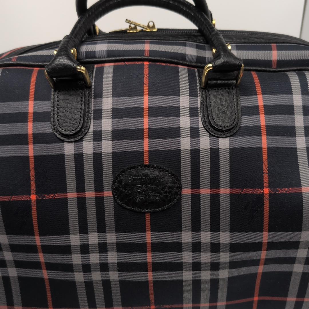 良品✨バーバリー ボストンバッグ ノヴァチェック キャンバス ネイビー