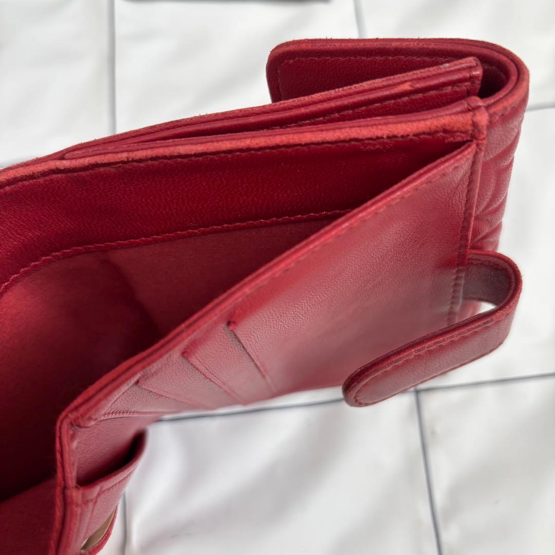 専用　【汚れあり】シャネル　折りたたみ財布　カメリア　赤