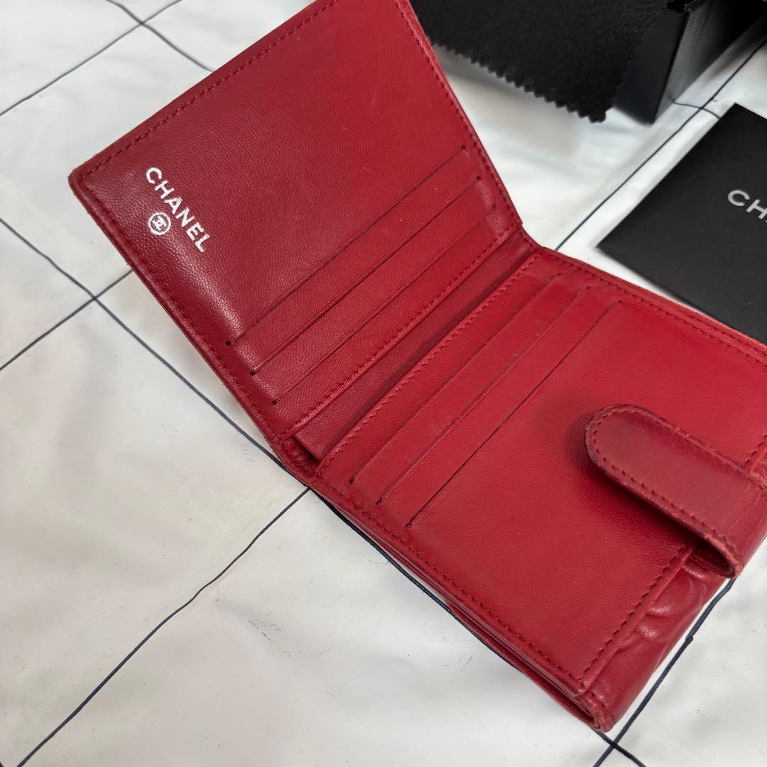 専用　【汚れあり】シャネル　折りたたみ財布　カメリア　赤
