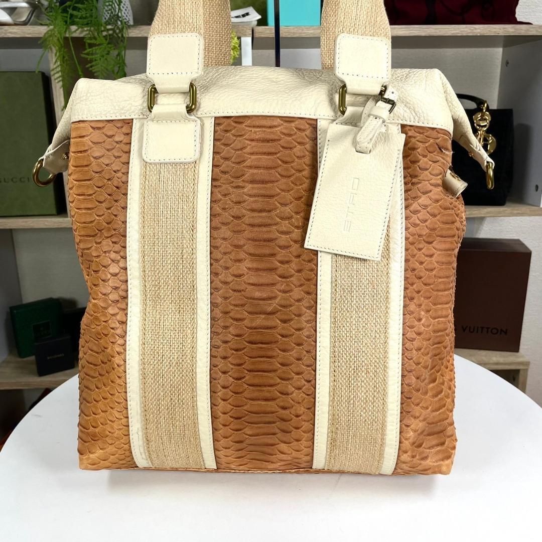 超美品 ETRO パイソン型押し レザー 2WAYバッグ