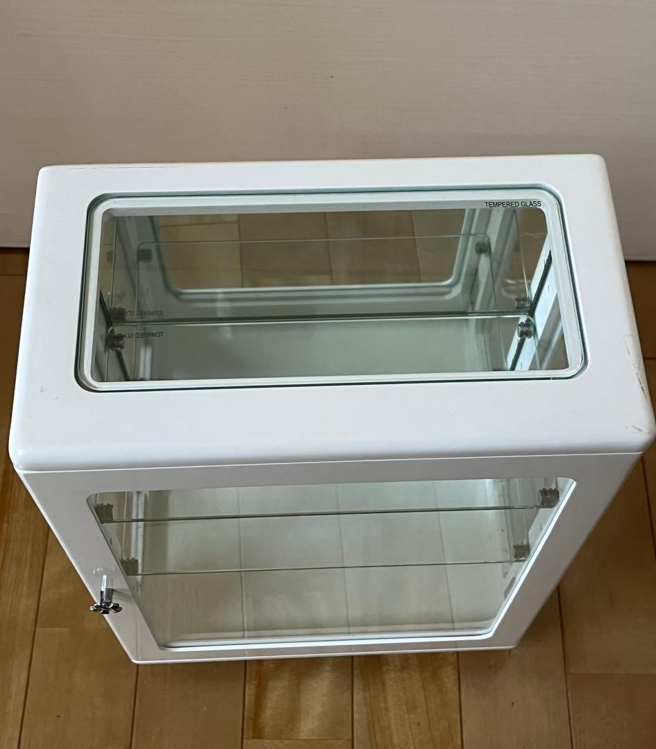 コレクションケース　ガラスケース　木製　ホワイト　ガラス戸棚　ミラー　フラワー