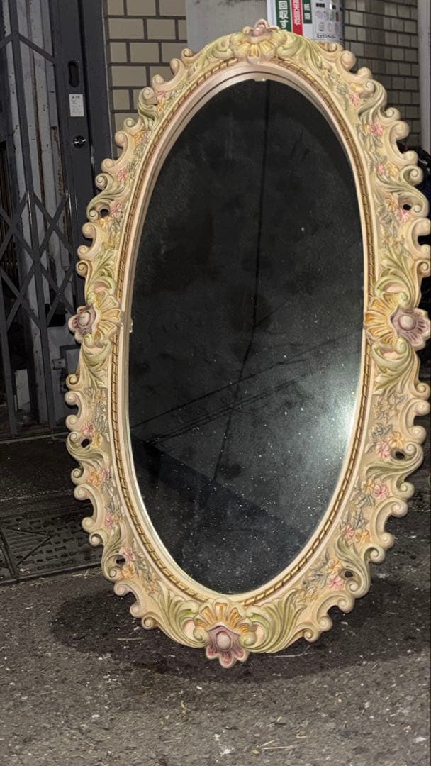 最終値下げ　ロココ調ミラー　大型　楕円形壁掛け鏡