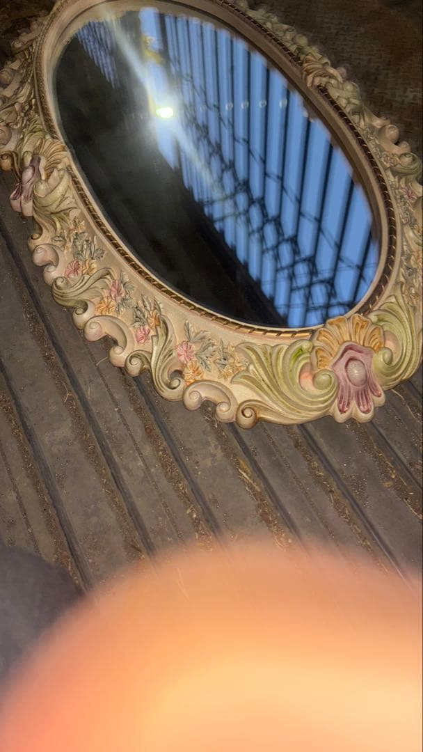 最終値下げ　ロココ調ミラー　大型　楕円形壁掛け鏡