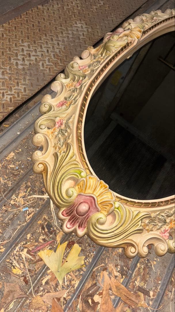 最終値下げ　ロココ調ミラー　大型　楕円形壁掛け鏡