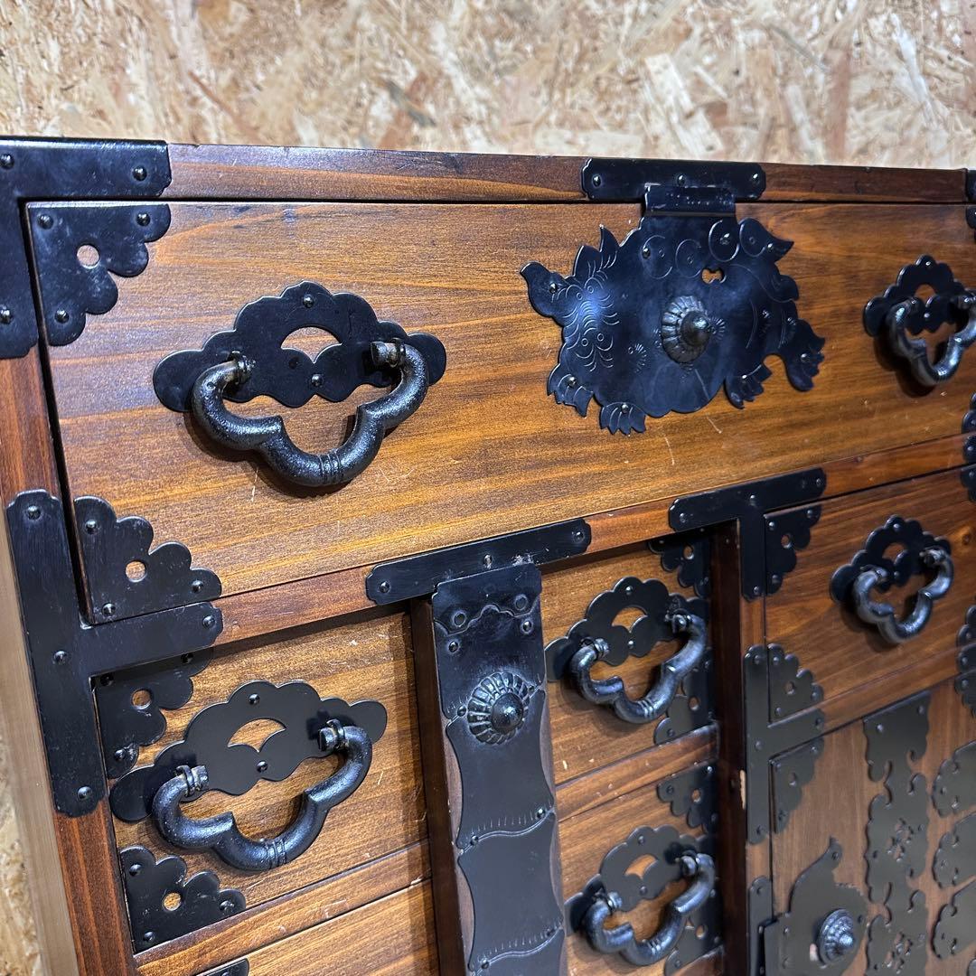 楡材　閂　アンティーク　小箪笥　和箪笥