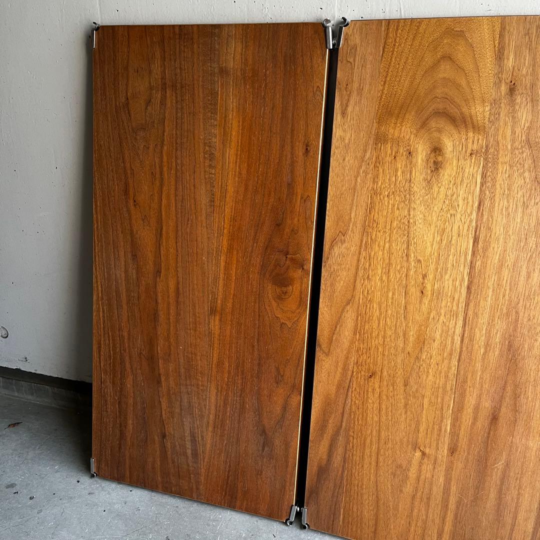 美品★無印 ステンレスユニットシェルフ　ウォールナット材棚セット・バスケット付