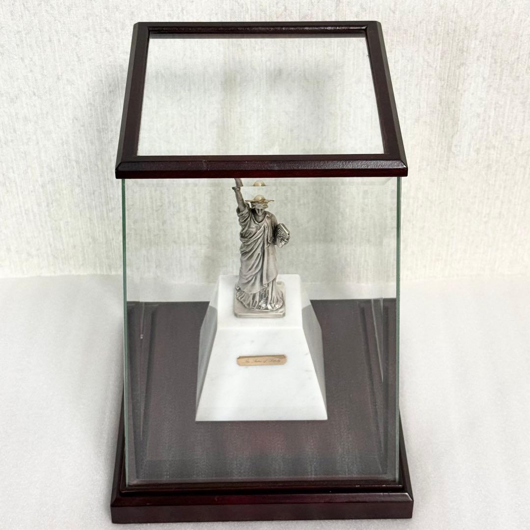 【希少】銀製　自由の女神　置物　面取り ガラスケース　silver970
