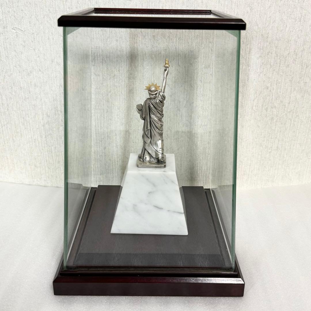 【希少】銀製　自由の女神　置物　面取り ガラスケース　silver970