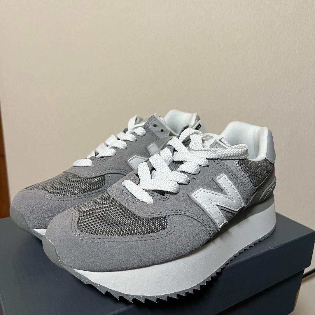 New Balance WL574ZSD グレー 厚底スニーカー 24.5cm