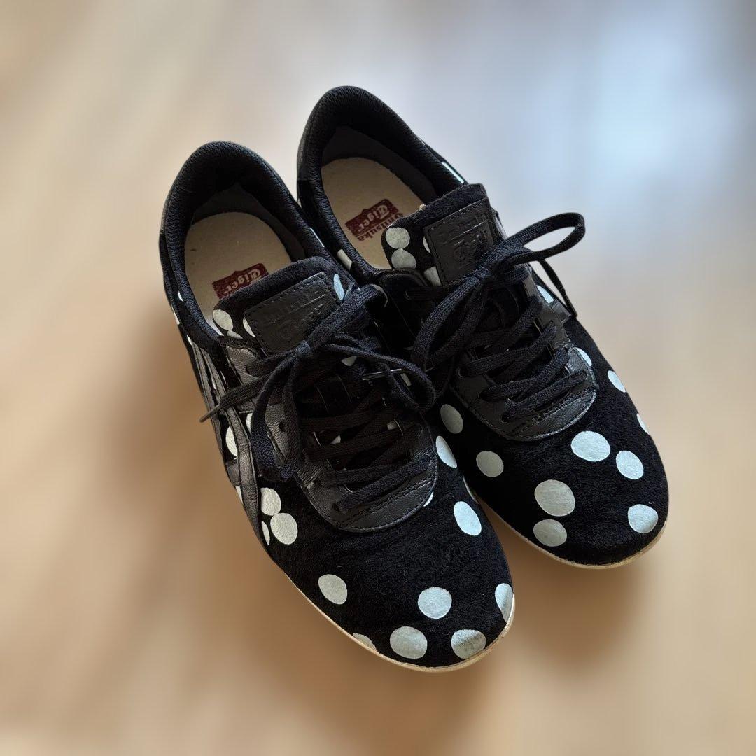 オニツカタイガー　水玉模様 スエードスニーカー 黒/白