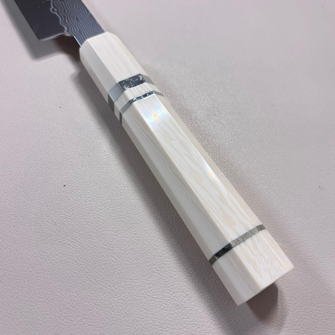 尺300mm 柳刃包丁 墨流しダマスカス　人工象牙八角柄 和包丁 白'ᘲ