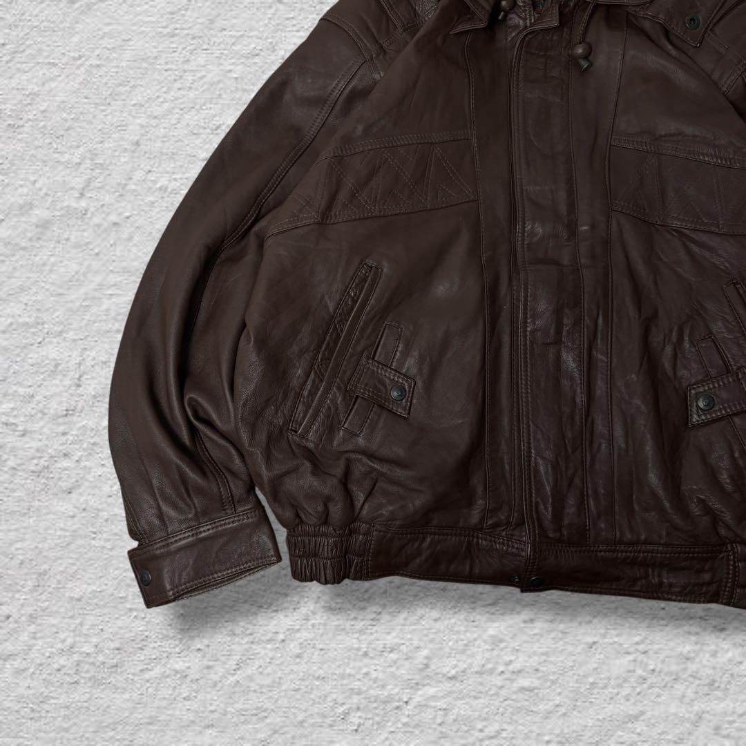 N vintageレザージャケット90sブラウン本革A2ジャケット短丈古着