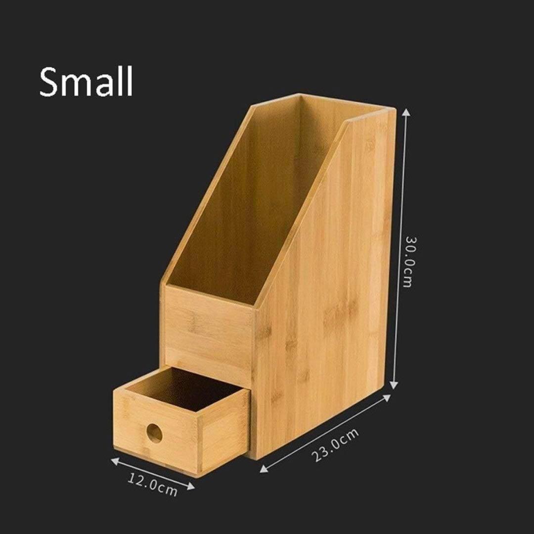 本棚 引き出し付き オーガナイザー 竹材卓上本棚 (Small)