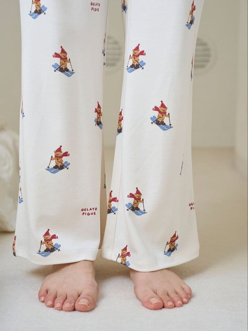 ジェラートピケ ホリデー スキーベアロングパンツ