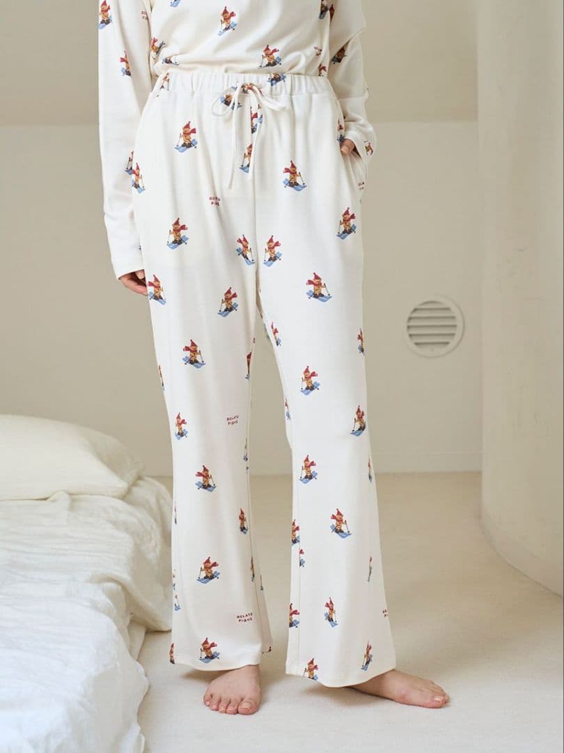 ジェラートピケ ホリデー スキーベアロングパンツ