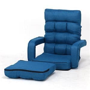 4WAY 座椅子/フロアチェア 【ネイビー】 幅70cm 肘付き 42段ギア