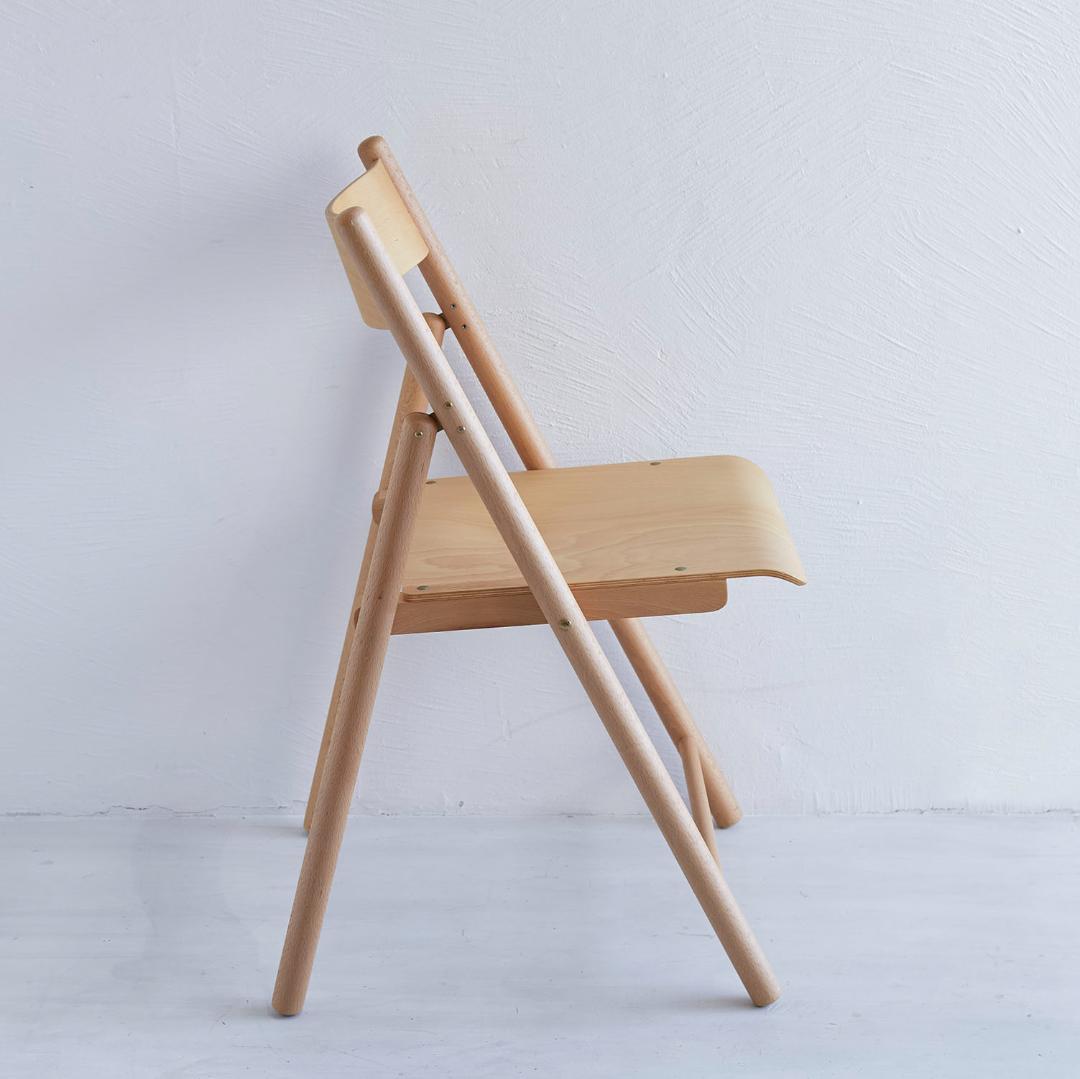 【美品】【無印良品】廃盤品イタリア製希少な木製折りたたみ椅子2脚 天然ブナ材