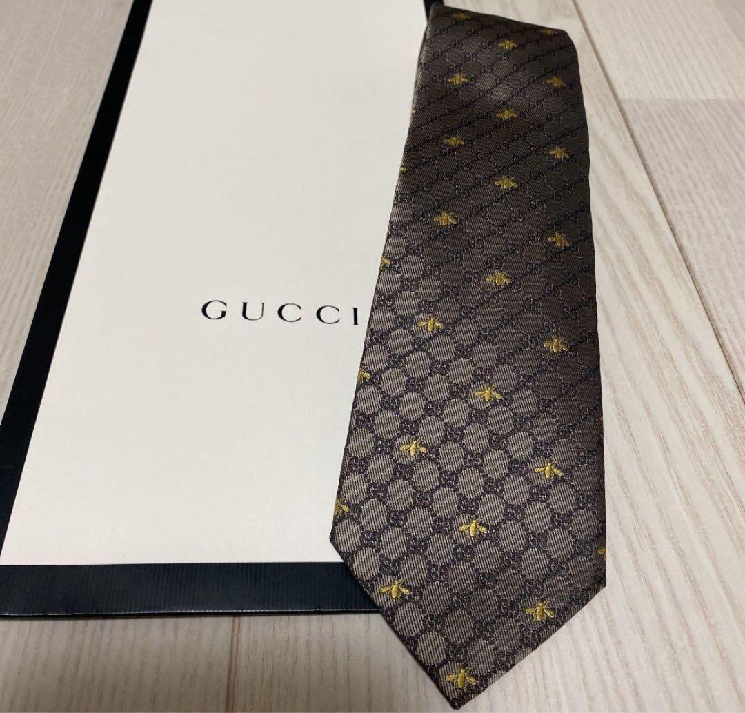 最終値下げ　GUCCI シルク ネクタイ ハチ模様