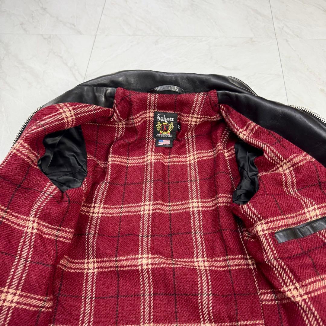 美品 schott 6103us シングルライダース　ホーウィンレザー 34 黒