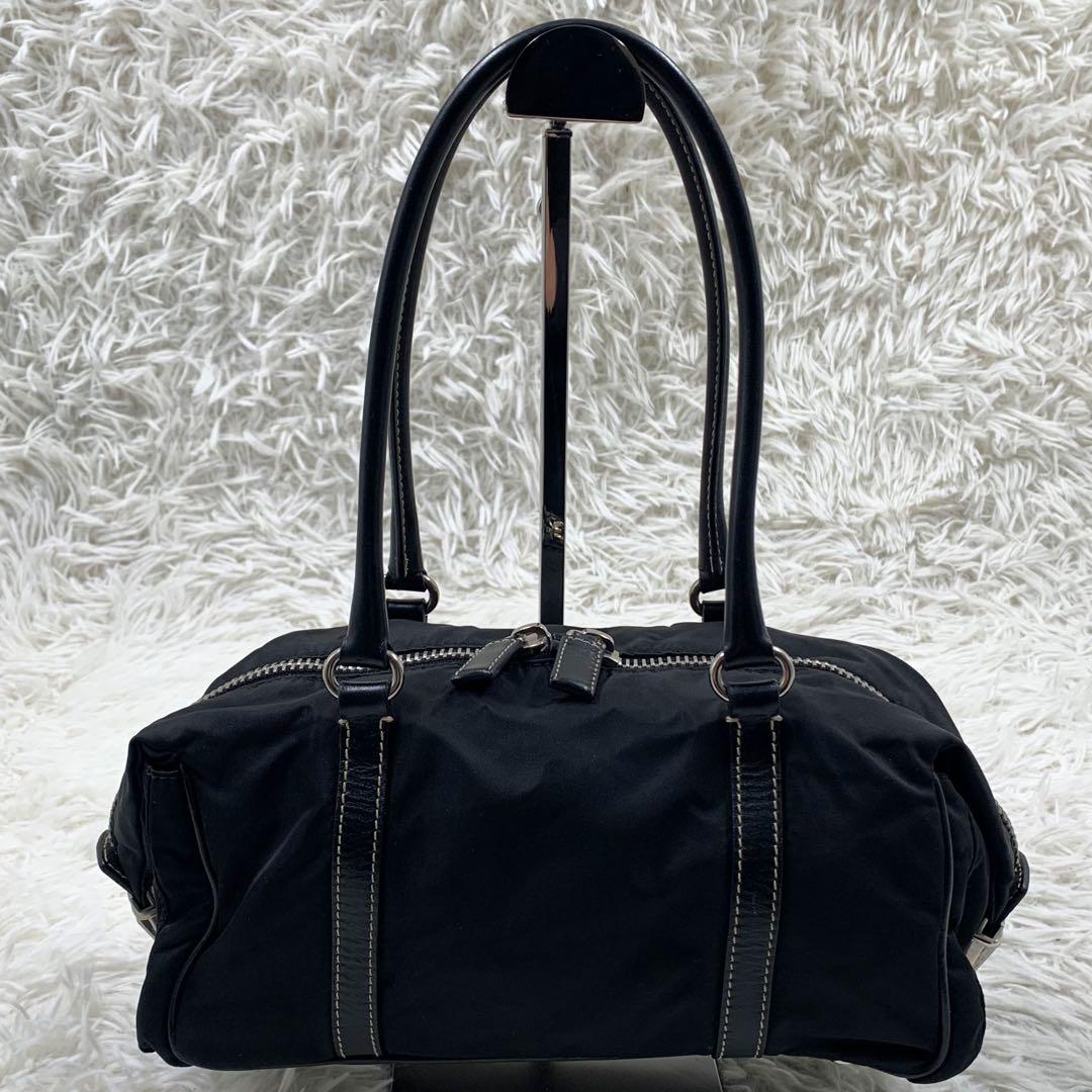 【✨極美品✨】プラダ ミニボストンバッグ 三角ロゴ ナイロン ブラック