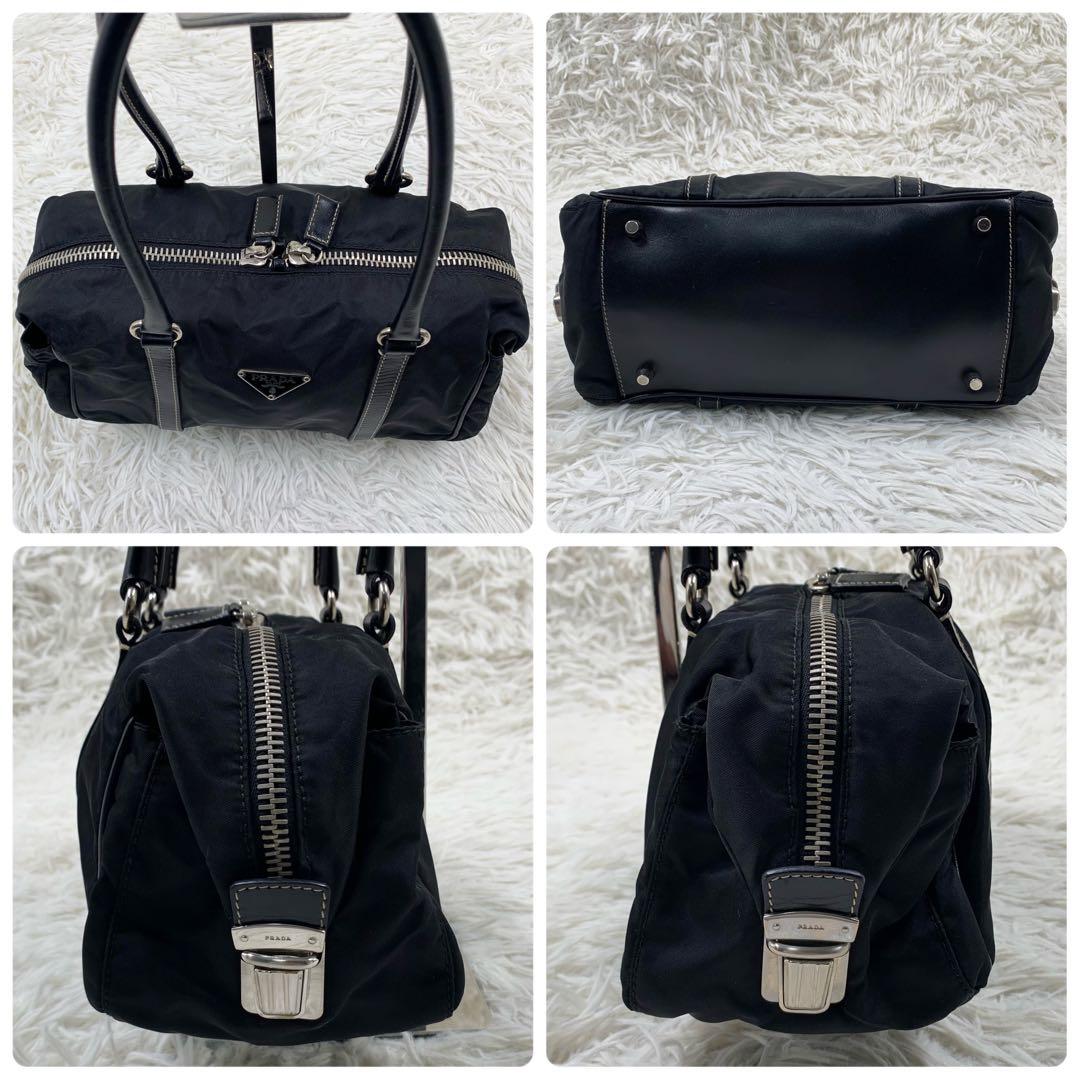 【✨極美品✨】プラダ ミニボストンバッグ 三角ロゴ ナイロン ブラック