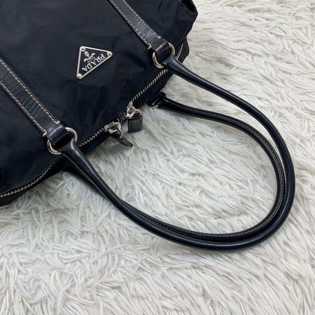 【✨極美品✨】プラダ ミニボストンバッグ 三角ロゴ ナイロン ブラック