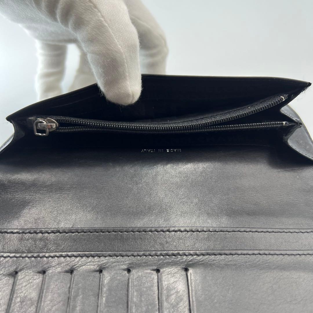 CHANEL マトラッセ ラムスキン ビッグロゴ 二つ折り長財布 黒