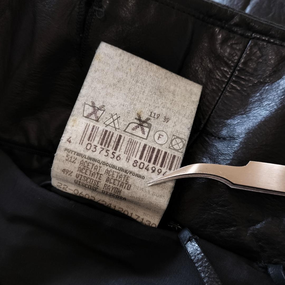 BOSS ヒューゴボス レザーカーコート 48 カーフスキン ザージャケット 黒