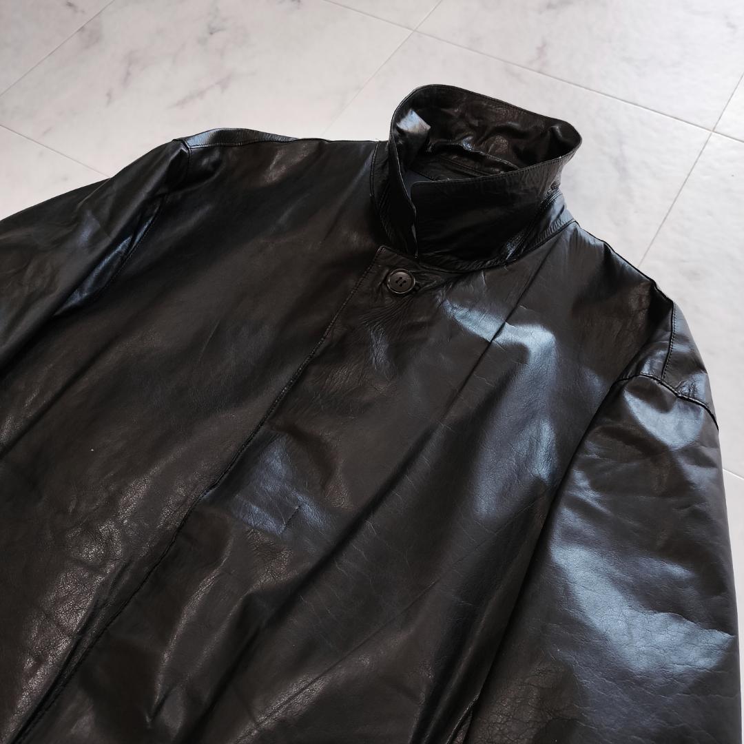 BOSS ヒューゴボス レザーカーコート 48 カーフスキン ザージャケット 黒