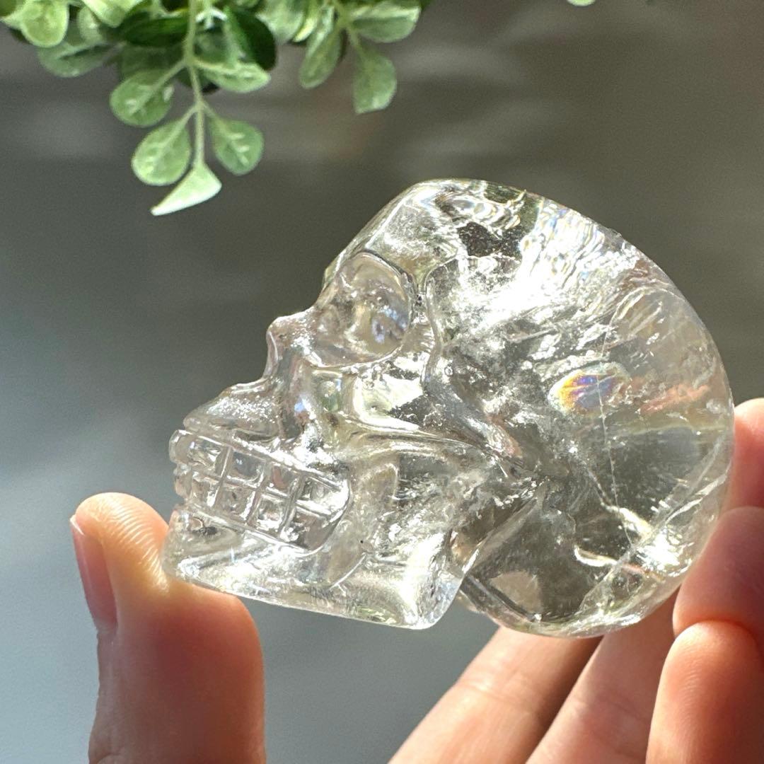 スカル　クリスタル　虹　クリアクォーツ　アイリス　水晶　163.6g 天然石