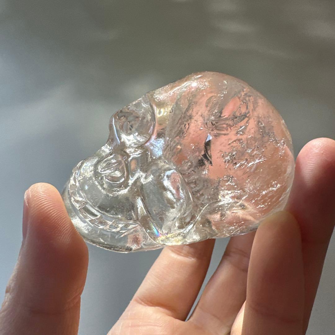 スカル　クリスタル　虹　クリアクォーツ　アイリス　水晶　163.6g 天然石