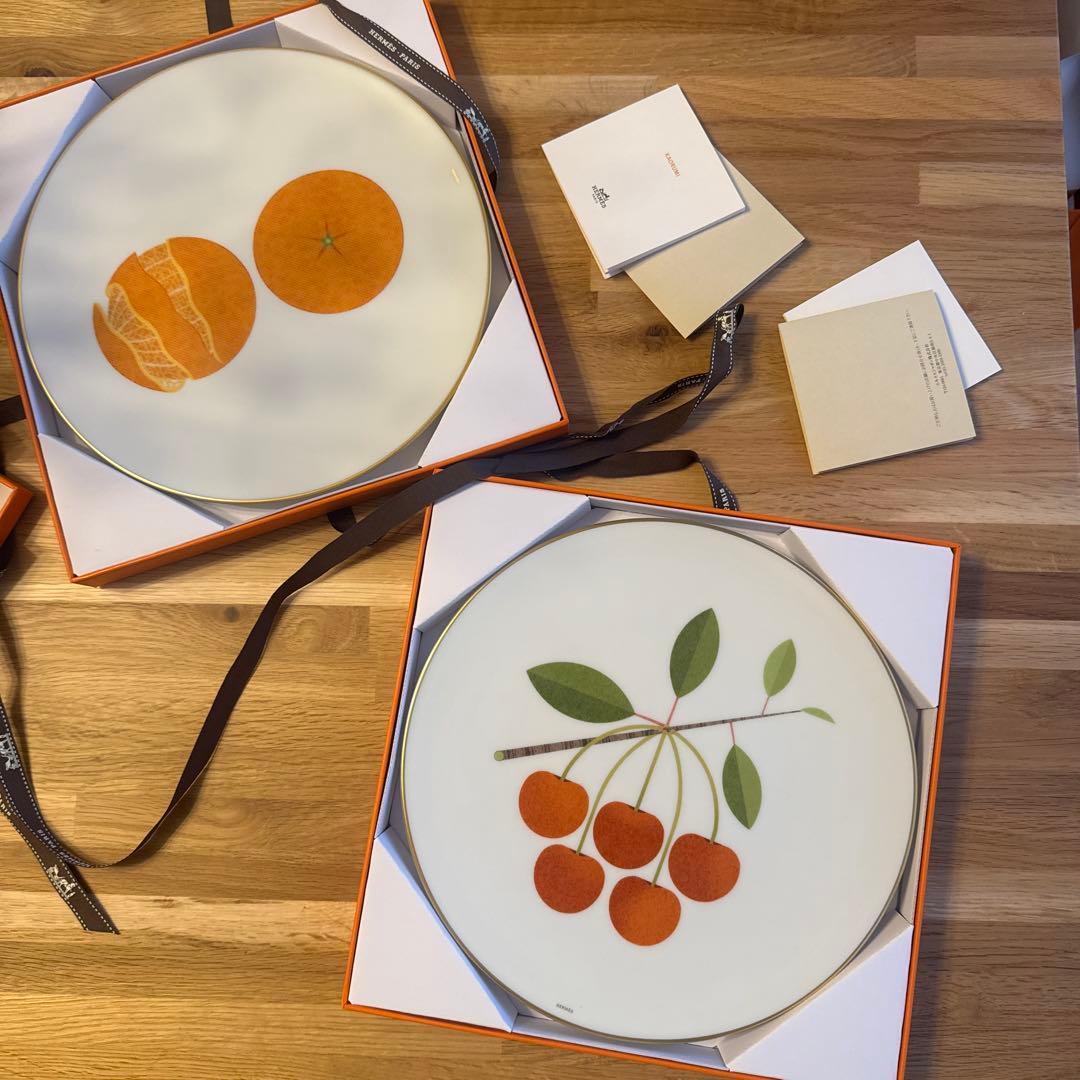 エルメスデザートプレート＜カオルミ＞ ミカン　チェリー　2枚
