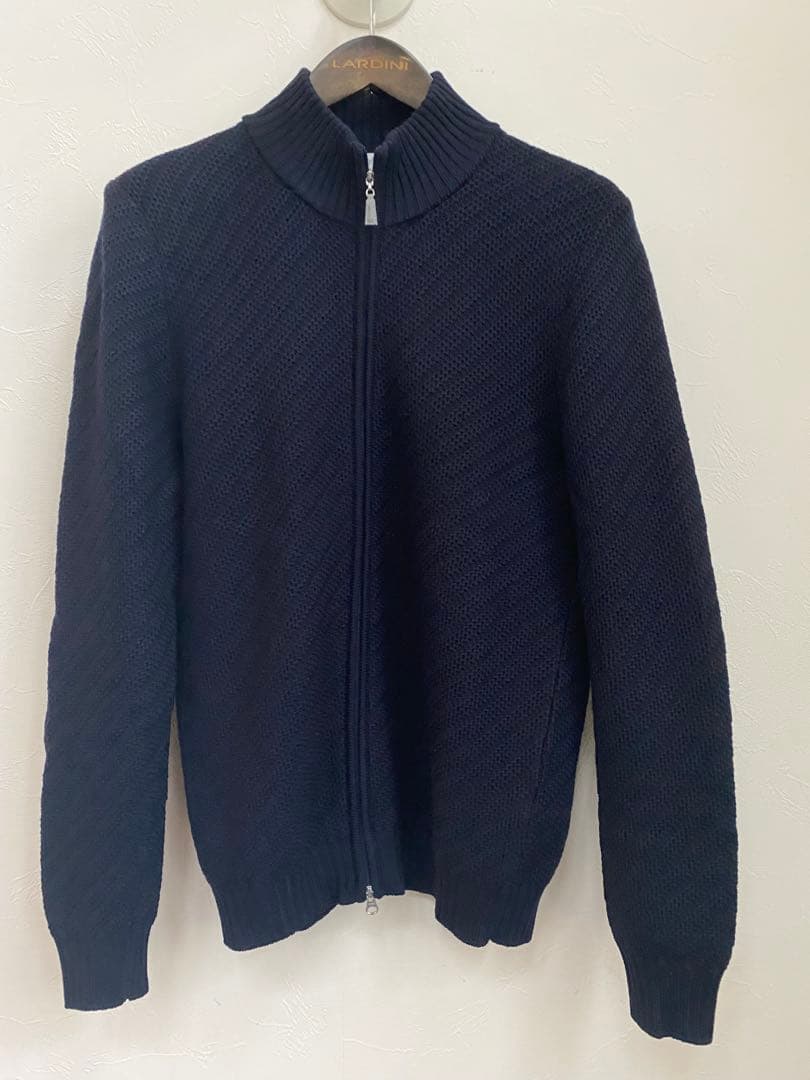 グランサッソ GRAN SASSO ジップアップ ニット ネイビー サイズ48