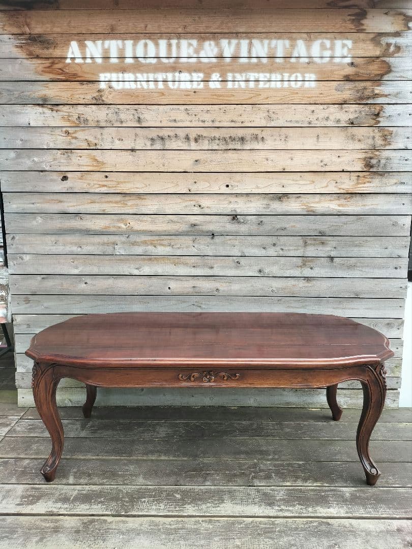 M♦TAD送料込 希少 アンティーク　総無垢　猫脚テーブル ローテーブル