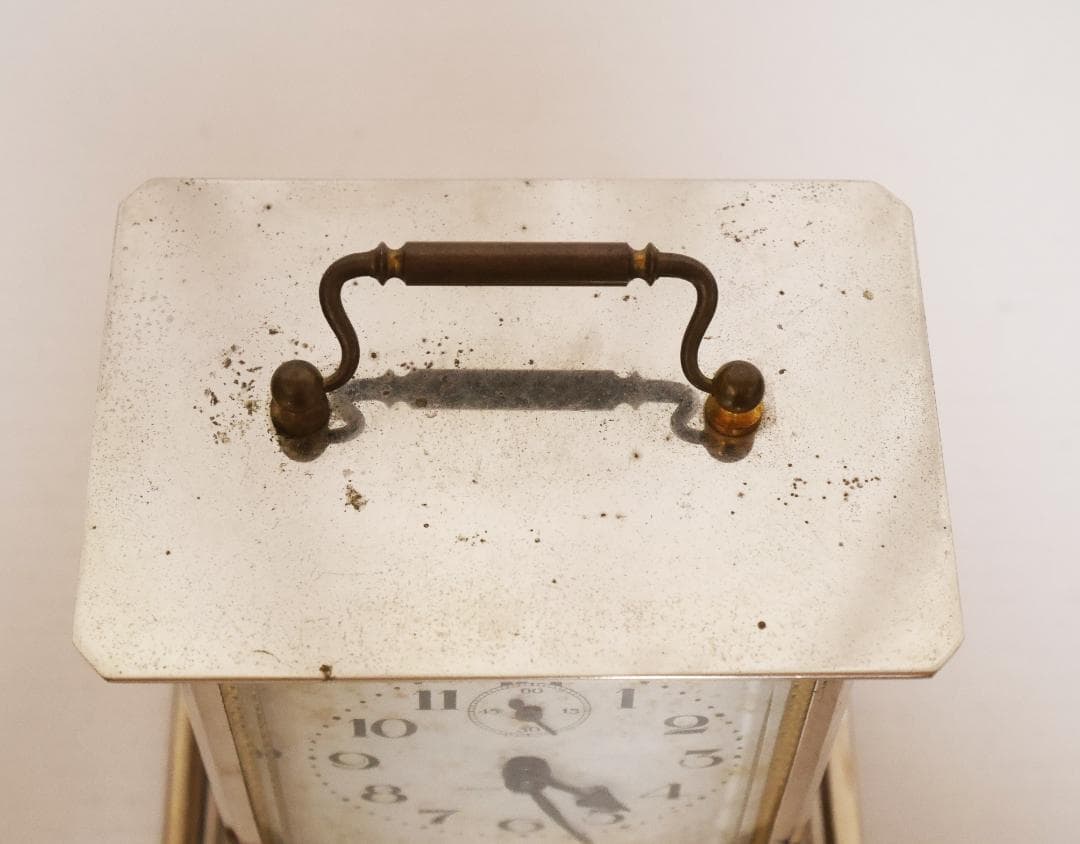 アンティーク★精工舎　オルゴール付　ゼンマイ式　置時計　木ケース付◆中古